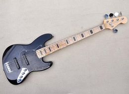 5 Strings Black Electric Bass Guitar with Maple Fingerboard Pickguard