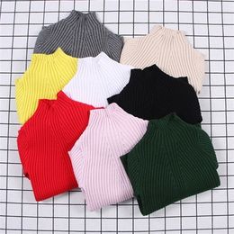 Baby Girls Ribbed Sweater Girls Sweaters Solid Candy Colour Boys Sweaters Autumn Knitted Kids Clothing Girls Pullover LJ201128