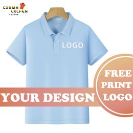 children 10 Colors Custom Short Sleeve High end eco friendly cotton Embroidered Polo Shirt Print DIY Brand Text 220614