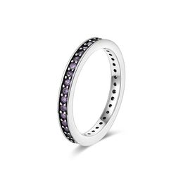 Wedding Rings Luxury Ring Stackable Purple Pave Zircon Plata Silver Colour Finger For Women Jewellery Gift Girl Teens 2022 TrendWedding