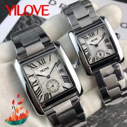 Luxury Classic Business Men's Quartz Watch 35mm 48mm Two Size Rectangular Water Tank Series Clock Steel Band Fashion Formal Diamond Top Notch Wristwatch