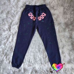 Pink Foam 555555 Sweatpants Men Women High Quality Young Thug Spider Pants Star Graphic Drawstring Blue Sp5der Pants T220803