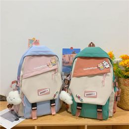 School Bags Backpack Female Korean Style Schoolbag Contrast Colour Casual Teenage Women For Girls