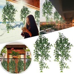 Decorative Flowers & Wreaths 2pcs Artificial Vine Plants Hanging Ivy Green Leaves Garland Seaweed Grape Fake Home Garden Wall Party Decorati