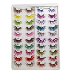 Color 3D Mink Eyelash Fake Lashes Natural Long 25mm Colored Lash Eyelashes Party Makeup Kit Colorful False Eye Lashes 50 pairs free DHL