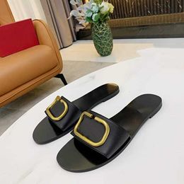 Designer Women Sandals V Signature Slide Sandal Transparent Sandals Grainy Cowhide Flat Shoes Summer Beach Casual Slipper Big Size EU42