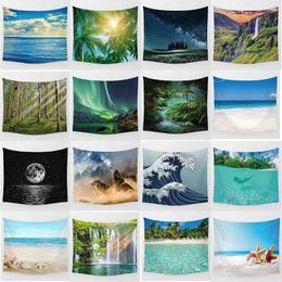 Beautiful Seas Landscape Wall Art Carpet Waterfall Large Rectangle Decor Home Tapestry J220804