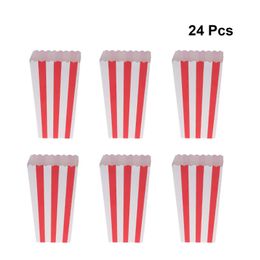 Gift Wrap 24/48pcs Popcorn Boxes Holder Containers Cartons Paper Bag Stripe Box For Movie Dessert Tables Wedding Favour Party SuppliesGift