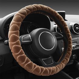 Steering Wheel Covers 38cm Universal Winter Plush Car Rubber Inner RingAnti-slip Warm Soft Smooth ProtectorSteering