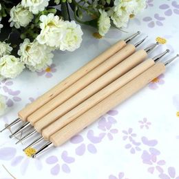 Pottery Tools Wooden Dotting Pen tool 5 sizes set Nail Art Dot Dotting-Tools Nail-tool SN6522