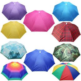 Portable Rain Umbrellas Hat Foldable Outdoor Pesca Sun Shade Waterproof Camping Fishing Headwear Cap Beach Head Hats Accessory