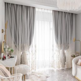 Curtain & Drapes Layer Pink Curtains Jacquard Lace With Cloth Princess Style Blackout Bedrrom Window Romatic Room DecorCurtain