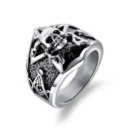 Titanium Steel Ring Men's masonic products Jewel Retro Freemason Skull Individual Stainless Steel Punk Rings Halloween fashion accessories for men Jewelry