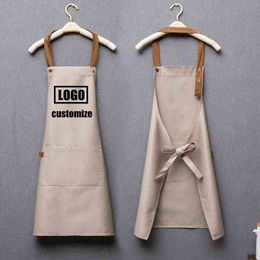 Custom Apron Personality Signature Men And Women Kitchen Home Chef Baking School Clothes Pockets Adult Bib Restaurant Salon Y220426