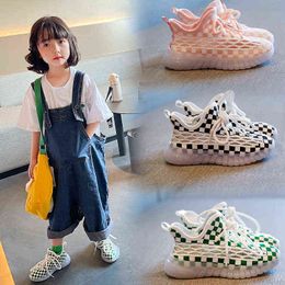 Children Casual Shoes for Boys Girls Kids Sneakers Air Mesh Knitted Fabric Checkered Fashion Classic Breathable Boys Sports Shoe G220527