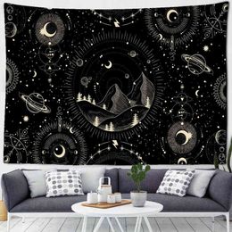 Sun Moon Tapestry Starry Sky Wall Hanging Indian Mandala Boho Printed Psychedelic Tapiz Witchcraft Cloth Rugs J220804