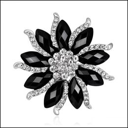 Pins Brooches Jewellery Black Crystal Resin Clear Rhinestone Brooch Pins For Wedding Drop Delivery 2021 Nj