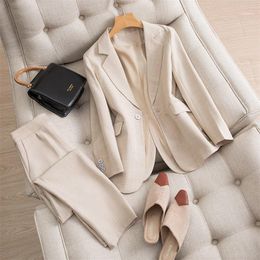 Women's Two Piece Pants Plus Size Suit Blazers Pant Spring Autumn Women 2022 Korean Style Elegant Trousers Business Office Lady Slim 2-Piece