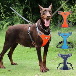 Dog Collars & Leashes Pet Harness Mesh Breathable Big Explosion-Proof Chest Strap Vest Style Reflective Puppy AccessoriesDog