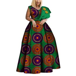 BintaRealWax Novo Dashiki Vestido Estampado Africano Bazin Um OmbroRoupas Vestidos Tamanho Grande Vestidos Africanos para Mulheres WY3834