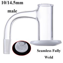 10mm 14mm Male Smoking Accessories 45 90 Degree Quartz Banger Terp Slurper Bevelled Edge Fully Weld White Base Bangers Oil Rigs Dab FWQB04