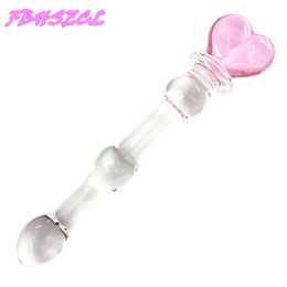 FBHSECL Butt Plug Pink Heart Glass Dildo Adult Product Anal Beads sexy Toys for Women Crystal Vaginal Stimulation Shop