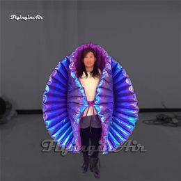 Catwalk Performance Walking Inflatable Costume Shiny Purple Wearable Blow Up Flower Clothing For Fashion Stage Show