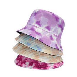 Fashion Tie Dye Women Men Bucket Cap Hat For Women Men Street Trends Casual Printed Female Male Fisherman Sun Cap Hat G220418