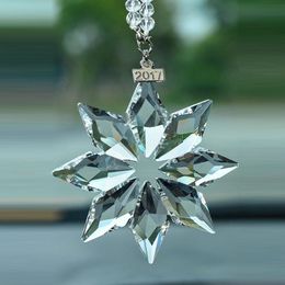 Interior Decorations Crystal Car Pendant Snowflakes Style Ornaments Rear View Mirror Hanging Adornment Christmas Gifts Accessories For Girls