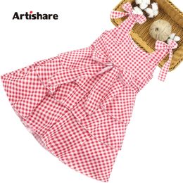 Kids Dresses For Girls Plaid Pattern Girls Dresses Casual Style Child Dress Summer Clothes Girl 6 8 10 12 14 220707