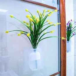 Silicone Sticky Vase Stick on The Wall Flower Pot Magic Flower Plant Vases Rubber Silicone Floret Bottle for Home Offices Wall 210409