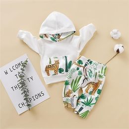 LZH born Baby Clothes Autumn Winter Baby Girls Clothes Print Hooded Pants Suit Kids Outfit Infant Clothing For Baby Set LJ201223