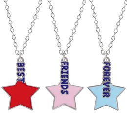 Pendant Necklaces Pieces / Set Friends Star Red Pink Blue Zinc Alloy Sister BFF Family Necklace Jewellery Gift 2022