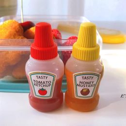 2pcs/set Spice Tools 25ML Mini Tomato Ketchup Bottle Portable Small Sauce Container Salad Dressing Container Pantry Containers JLE14141