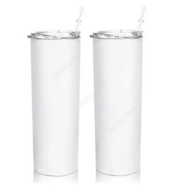 Hotest 20oz Sublimartion Straight tumblers with Steel Straw Stainless Steel tumbler Coffee Mug Sublimation Blanks Water Bottle Sea Shipping 1000pcs DAJ471