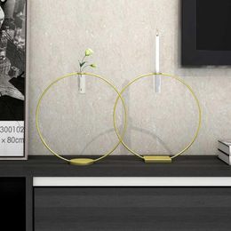 Candle Holders Candlestick Holder Home Decoration Wedding Centrepiece Nordic Table Centre Art Metal Geometric Gift Round Dry Flower Vase