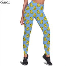 Yellow Duck Patterned Print Legging Pencil Pants Female Fitness Jeggings Women Lady Streetwear Workout Trousers W220616