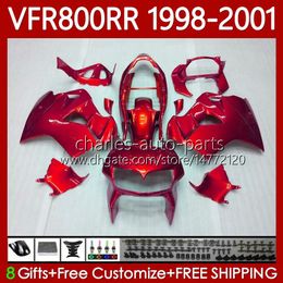 Body Kit For HONDA Interceptor VFR 800RR 800 CC RR VFR800RR 1998 1999 2000 2001 Bodywork 128No.92 VFR-800 800CC VFR800R 98-01 VFR800 RR 98 99 00 01 Metal Red Fairing