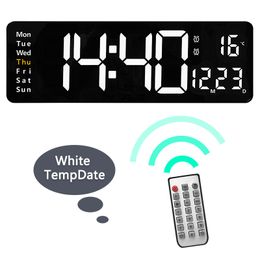 Large Digital LED Display Wall Clock with Remote Control Adjustable Brightness Alarm Clocks with Day Date Temperature for Home Gym Office and Classroom