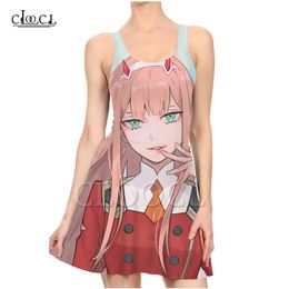 Anime Darling In The Franxx Zero Two 3D Print Summer Dresses Casual Pleated for Women Dress Sleeveless Party Sexy Dress 220617