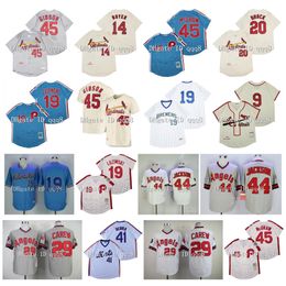 Na85 VINTAGE 1964 Bob Gibson Jerseys Ken Boyer Lou Brock Greg Luzinski Tug McGraw Reggie Jackson Enos Slaughter Robin Yount Rod Carew Tom Seaver