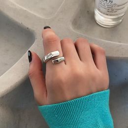 silver goth rings UK - Wedding Rings Geometric Luxury Punk Goth Spoon Finger Silver Color Adjustable For Women Trendy Delicate Jewelry GiftWedding