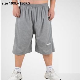 Size 10XL 150KG Men Summer Sports Shorts Big Cotton Navy Blue Black WorkOut Oversized High Elasticity Loose Homewear 220301