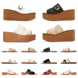 2023 Brands Frauen Sandalen Espadrilles Designer Schuhe Sommer High Heel Pantoffeln Gleitsandale weiße schwarze Plattform Slipper Slipper Flip Flops Sandales