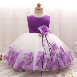 Lace flower girls wedding dress baby girls Baptism gown cake dresses for party occasion kids 1 year baby girl birthday dress LJ201222