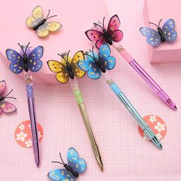 Gel Pens 24 Pcs/lot Creative Butterfly Light Pen Cute 0.5mm Black Ink Neutral Promotional Gift Office School Supplies