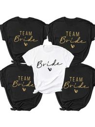 Women Team Bride Bachelorette Tops Party Shower Hen Bridesmaid T-shirt Girls Wedding Female Tees