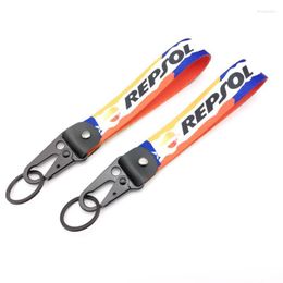 Keychains Car Motorcycle Logo Keychain Nylon Printed Pattern Key Ring Tag Lanyard For REPSOL Power Motorrad Auto Accessories Miri22