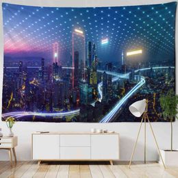 Tapestry City Traffic Night View Carpet Wall Hanging Neon Witchcraft Psychedeli