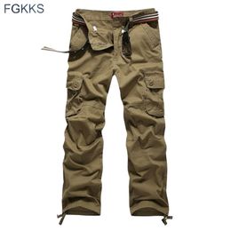 FGKKS Arrival High Quality Spring Style Fashion Clothing Solid Mens Cargo Pants Cotton Men Trousers Joggers Plus Size 201126